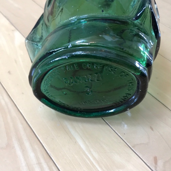 Vintage Ranuzzi green glass liquor bottle- empty- Inca Man Head - Picture 5 of 5